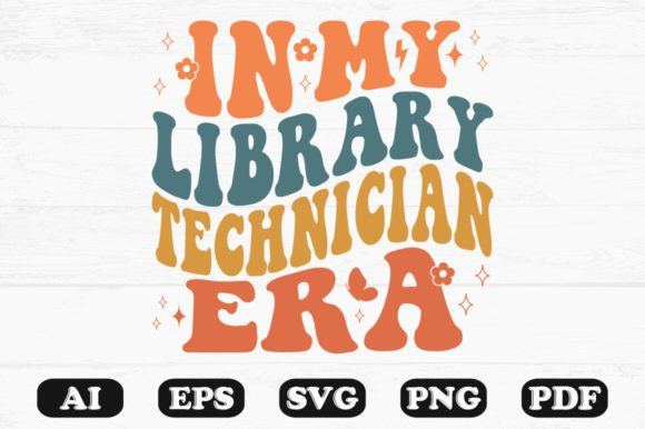 In My Library Technician Era Retro Wavy Graphics